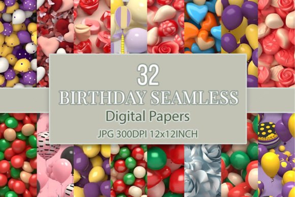 32 Birthday Seamless Patterns 602: A Versatile Resource for Creative Projects