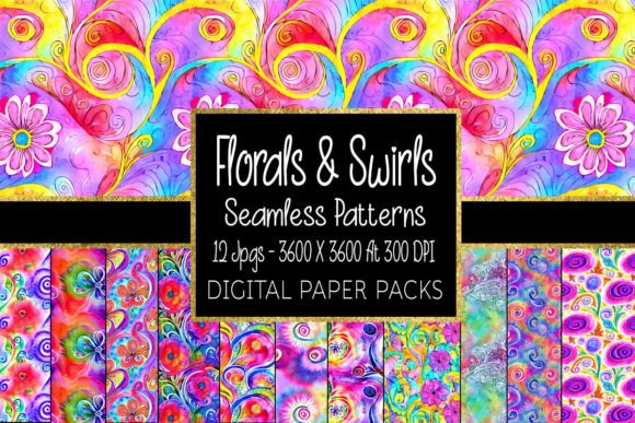 Floral and Swirls Seamless Patterns