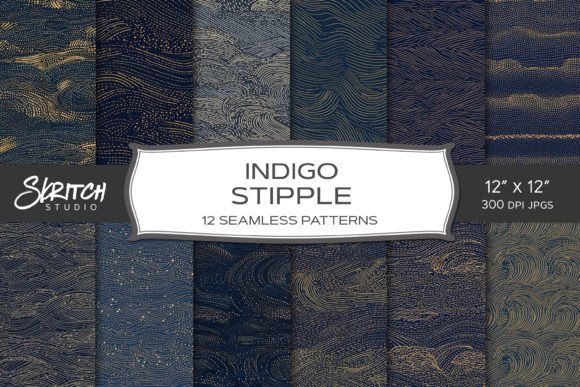 Indigo Stipple Seamless Patterns