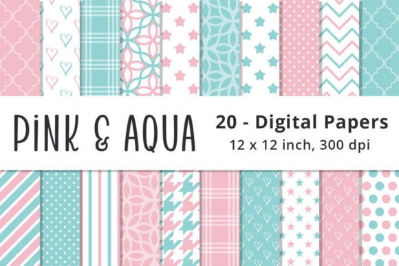 Pink and Aqua Digital Paper Patterns: A Versatile Tool for Creative Projects