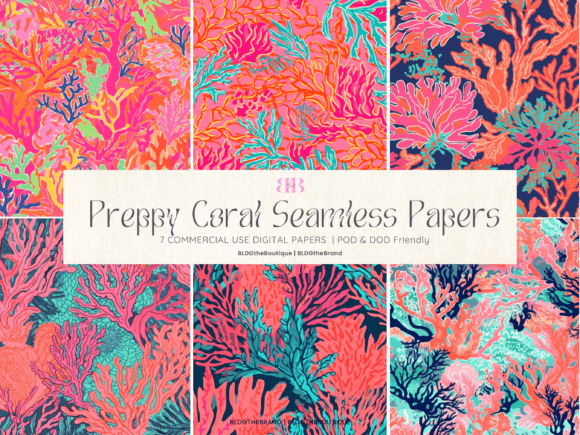 Preppy Coral Seamless Repeating Patterns: A Creative Resource for Designers and Crafters