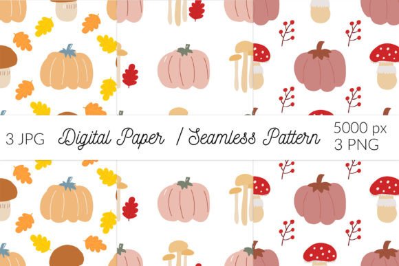 Pumpkins Mushroom Fall Patterns for Creative Projects