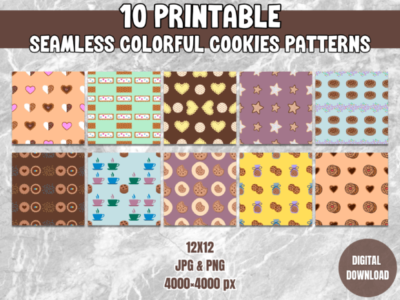 Seamless Colorful Cookies Patterns: A Versatile Design Resource for Creative Projects