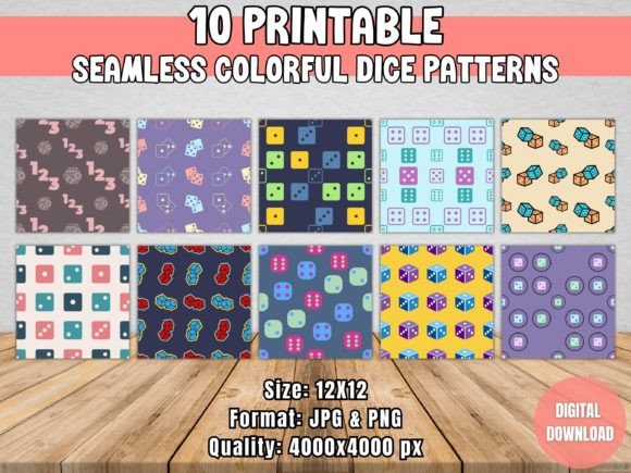 Seamless Colorful Dice Patterns: A Versatile Resource for Creative Projects