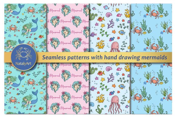Seamless Mermaid Patterns for Creative Design